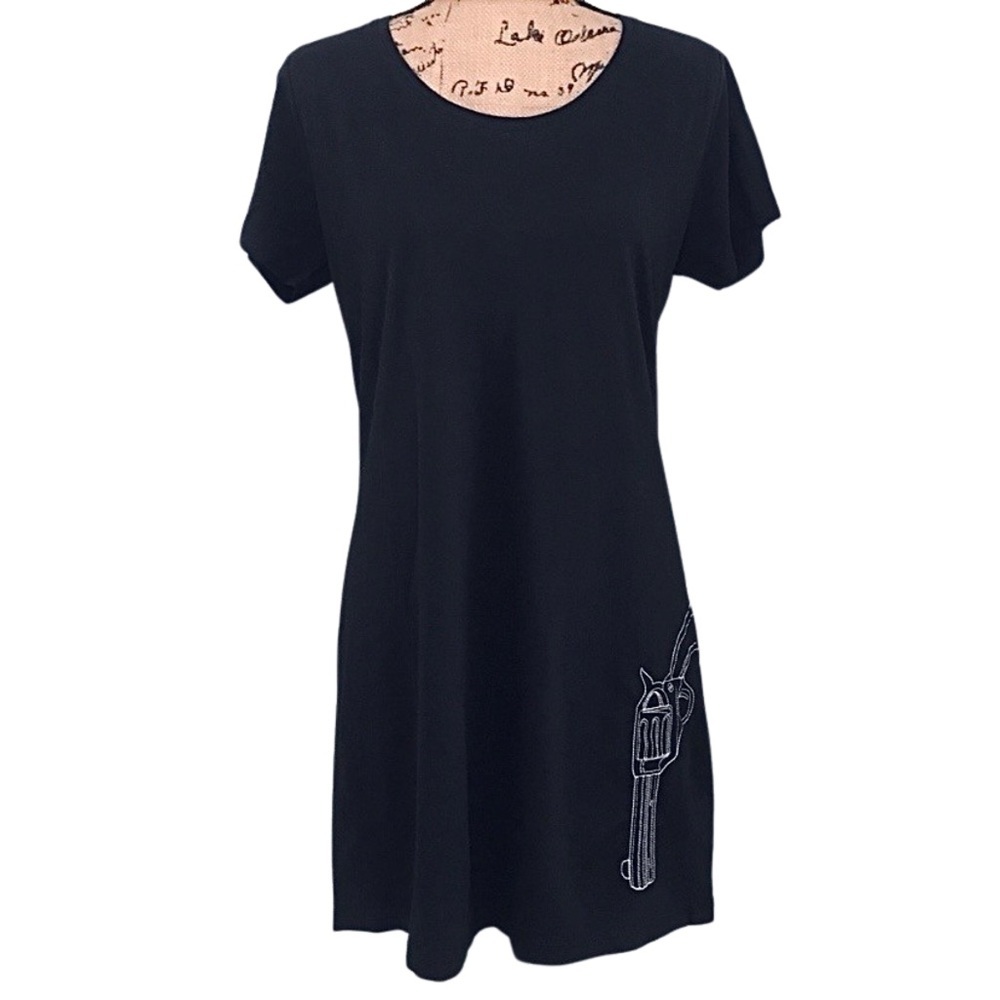 NWT Black T-Shirt Dress With Revolver Embroidery Size XL